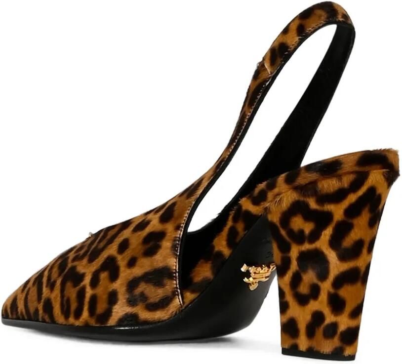 Prada printed leather slingback pumps Bruin - Foto 2