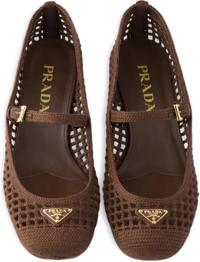 Prada Pumps met gehaakte afwerking en metalen gesp Bruin - Foto 2