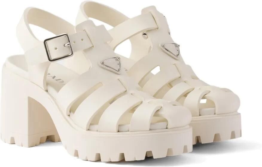 Prada Rubberen sandalen met plateauzool Beige