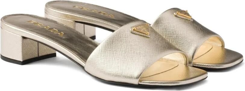 Prada Saffiano lakleren sandalen Goud - Foto 5
