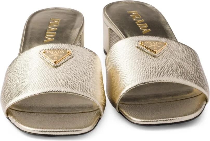 Prada Saffiano lakleren sandalen Goud - Foto 4
