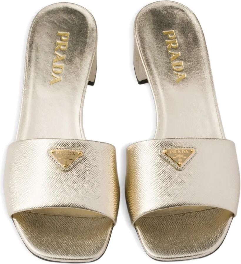 Prada Saffiano lakleren sandalen Goud - Foto 2