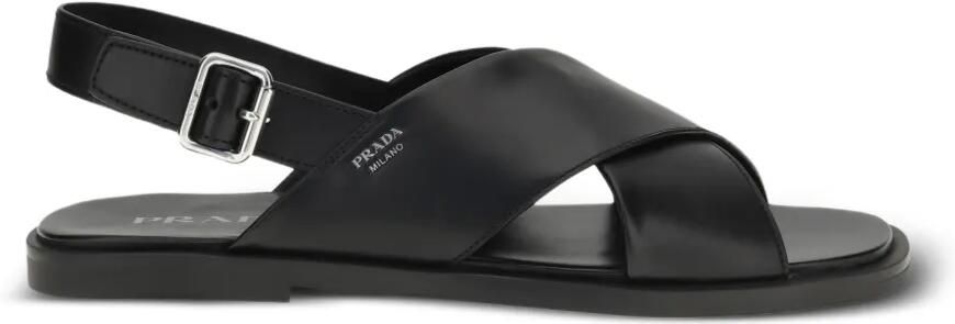 Prada Saffiano sandalen met gekruiste bandjes Zwart