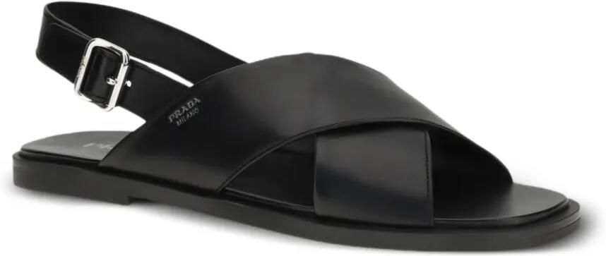 Prada Saffiano sandalen met gekruiste bandjes Zwart - Foto 3