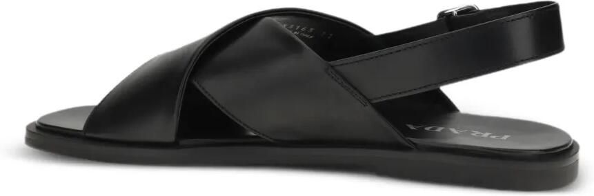 Prada Saffiano sandalen met gekruiste bandjes Zwart - Foto 4