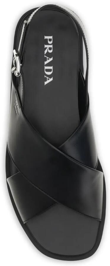 Prada Saffiano sandalen met gekruiste bandjes Zwart - Foto 2