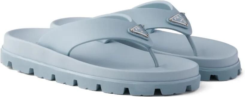 Prada Sandalen met driehoekig logo en bandje Blauw - Foto 5