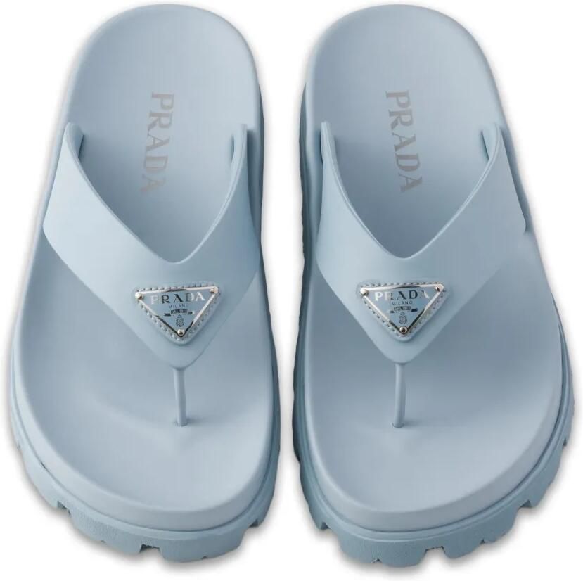 Prada Sandalen met driehoekig logo en bandje Blauw - Foto 2