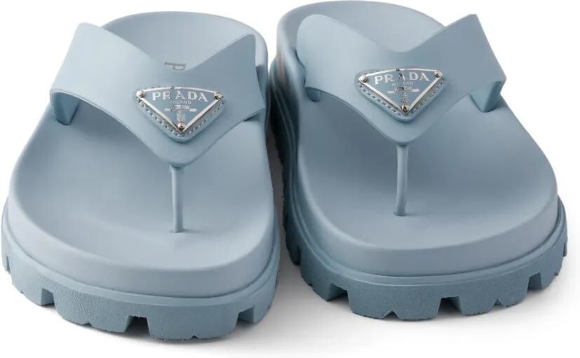 Prada Sandalen met driehoekig logo en bandje Blauw - Foto 3