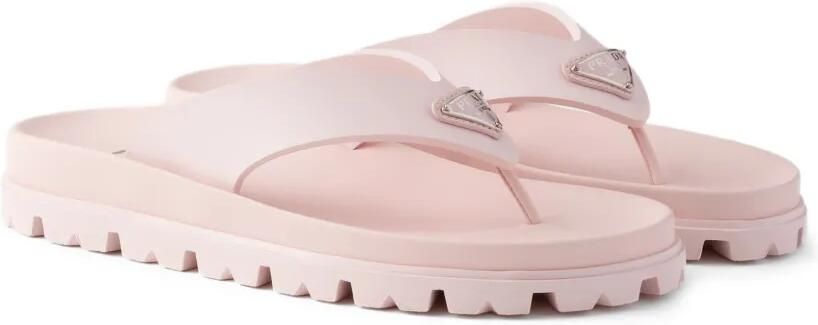 Prada Sandalen met driehoekig logo en bandje Roze - Foto 5