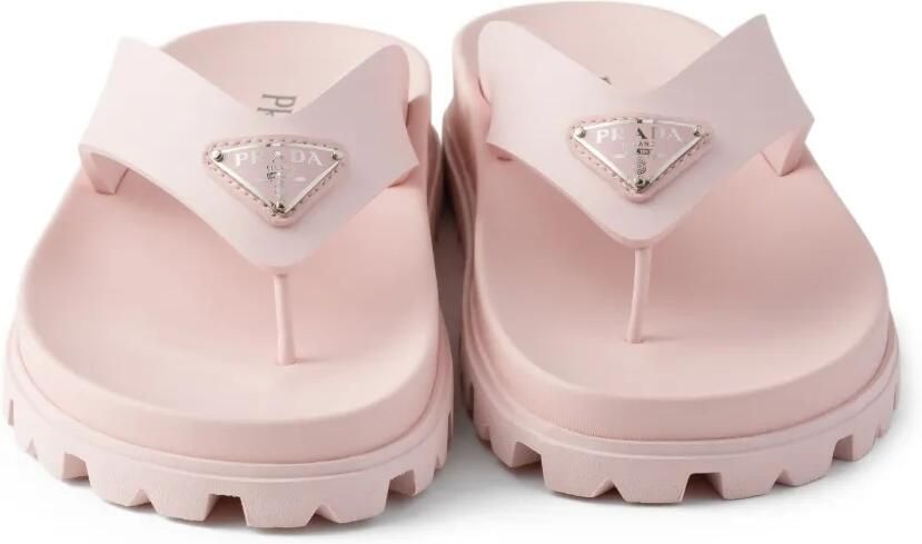 Prada Sandalen met driehoekig logo en bandje Roze - Foto 3