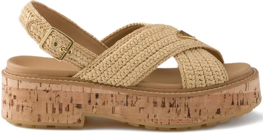 Prada Sandalen met gehaakt bandje Beige