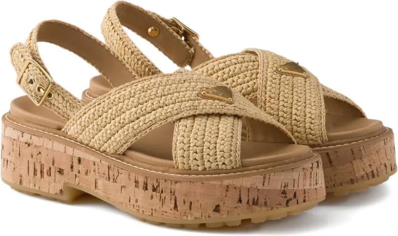 Prada Sandalen met gehaakt bandje Beige - Foto 4