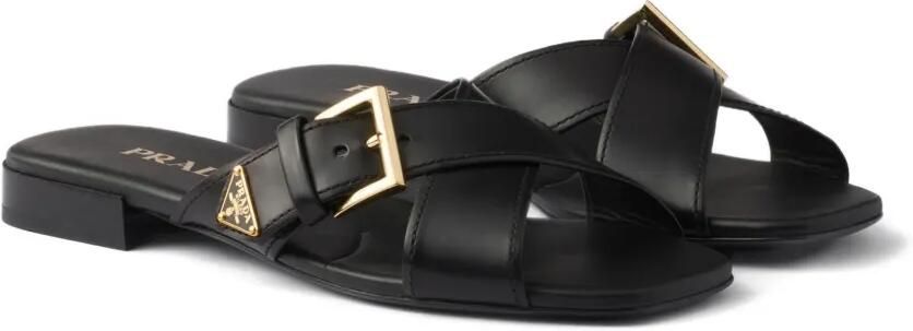 Prada Sandalen met gekruiste bandjes en gesp Zwart - Foto 5