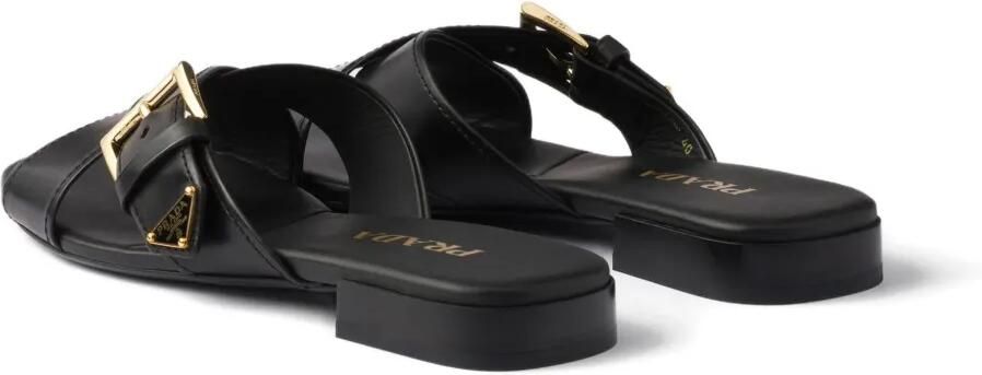 Prada Sandalen met gekruiste bandjes en gesp Zwart - Foto 4