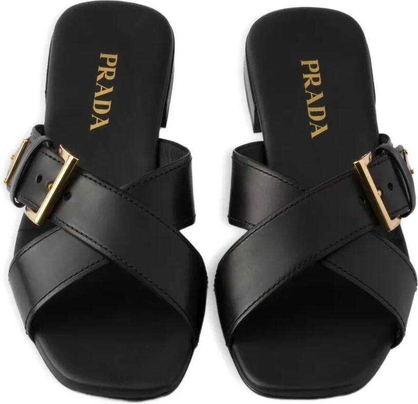 Prada Sandalen met gekruiste bandjes en gesp Zwart - Foto 2