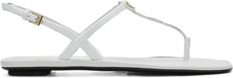 Prada Sandalen met gespsluiting en driehoekig logo Wit