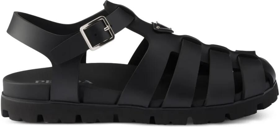 Prada Sandalen met logo Zwart