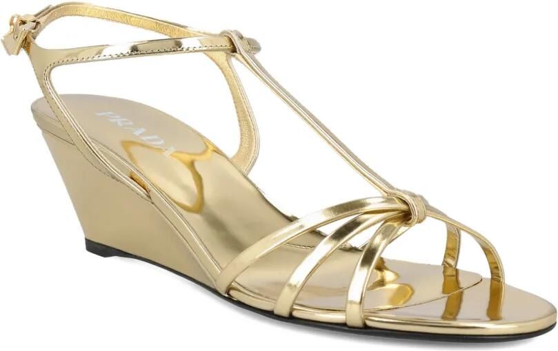 Prada Sandalen met metallic-effect en sleehak Goud - Foto 3