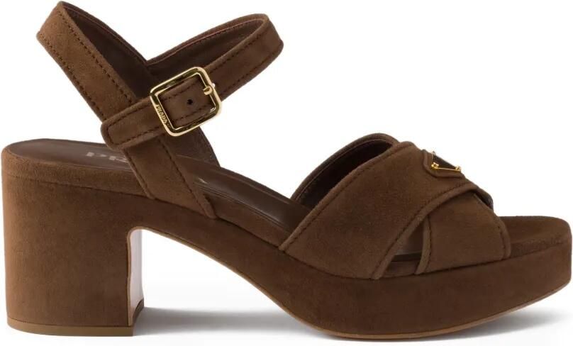 Prada Sandalen met plateauzool Bruin