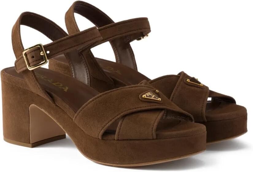 Prada Sandalen met plateauzool Bruin - Foto 5