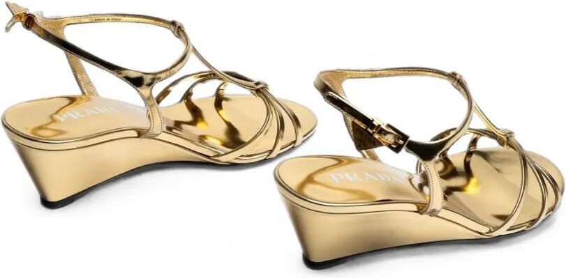 Prada Sandalen met sleehak Goud - Foto 4