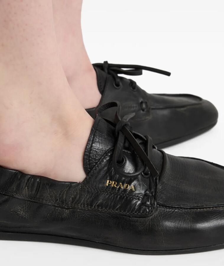 Prada Shuffle antieke leren bootschoenen Zwart - Foto 3