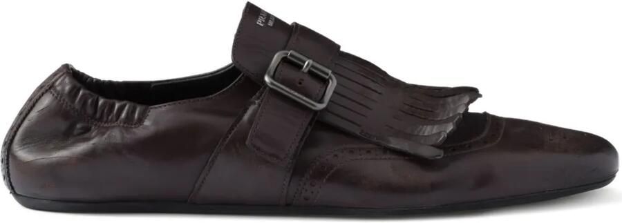 Prada Shuffle gespschoenen met franje Bruin