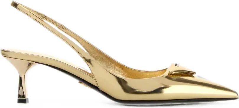 Prada Slingback pumps met logoplakkaat Goud