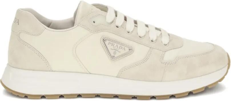 Prada Sneakers met triangel-logo Beige