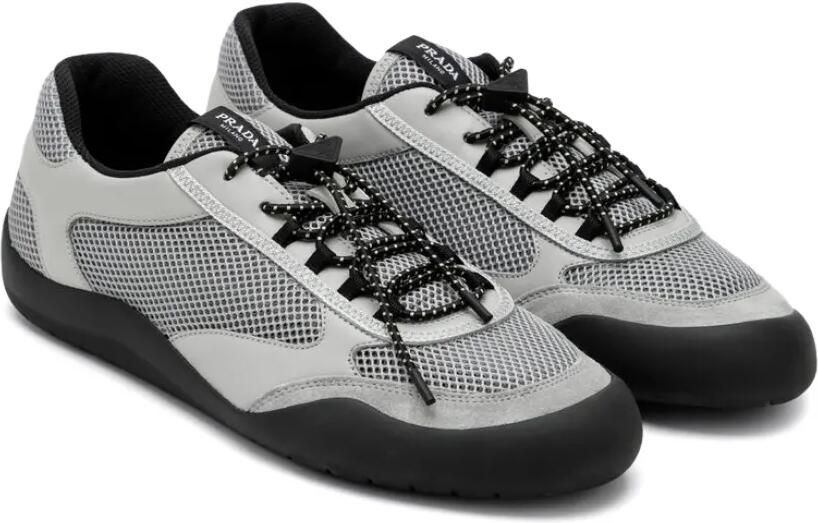 Prada Speedrock leren sneakers met mesh Grijs