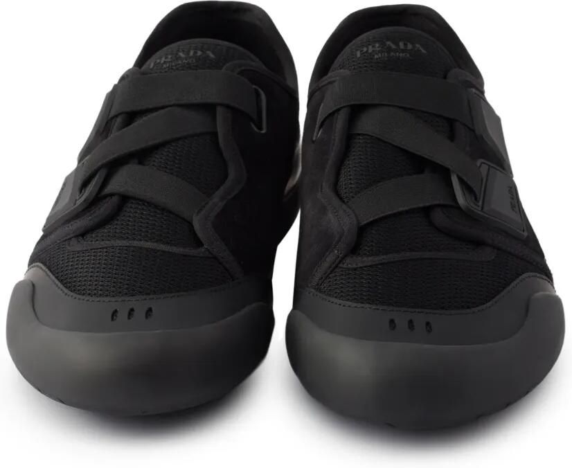 Prada Speedrock leren sneakers met mesh Zwart - Foto 3