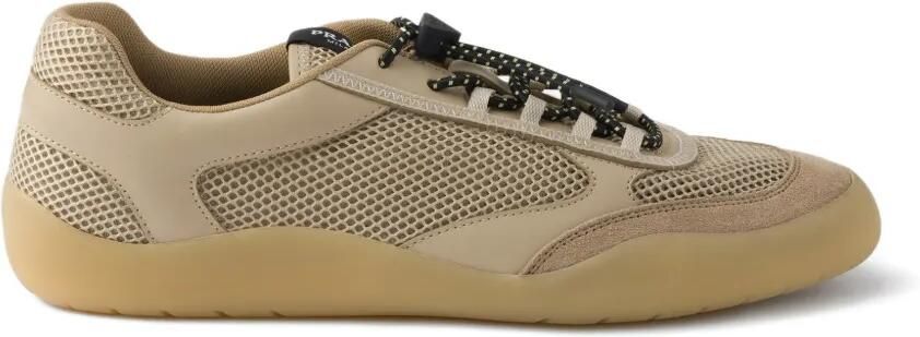 Prada Speedrock mesh stof sneakers Beige
