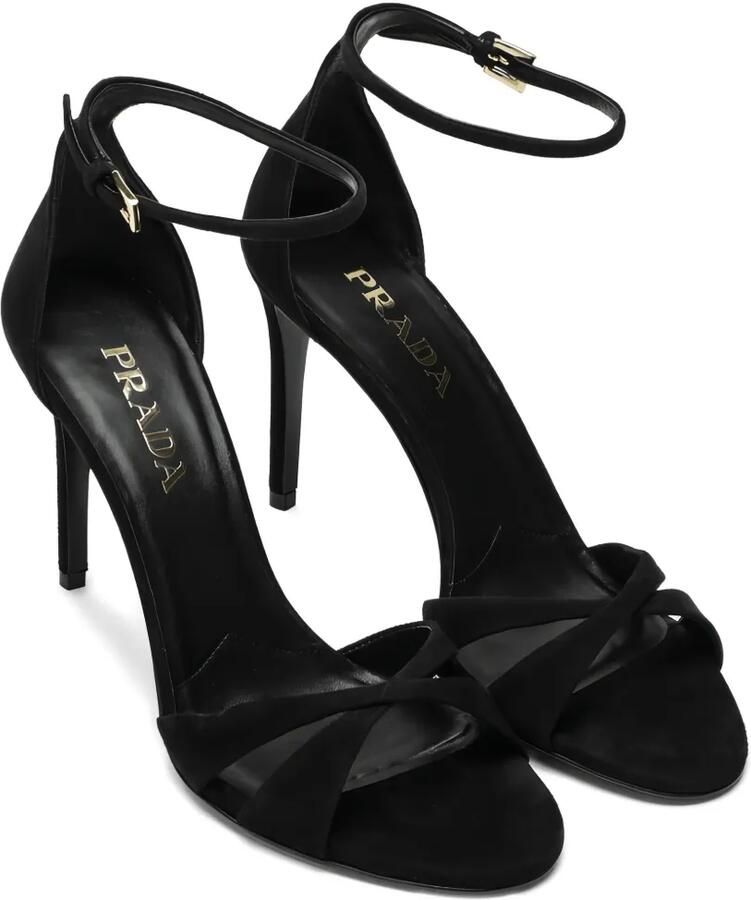 Prada Stiletto sandalen met gekruiste bandjes Zwart - Foto 2