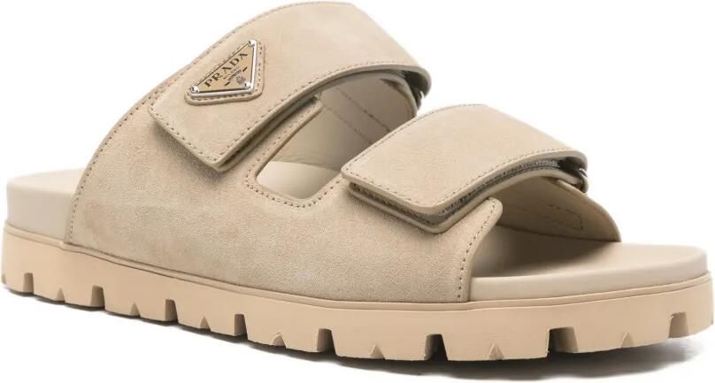 Prada Suède andalen met band Beige - Foto 4