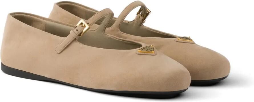 Prada Suède ballerina's Beige