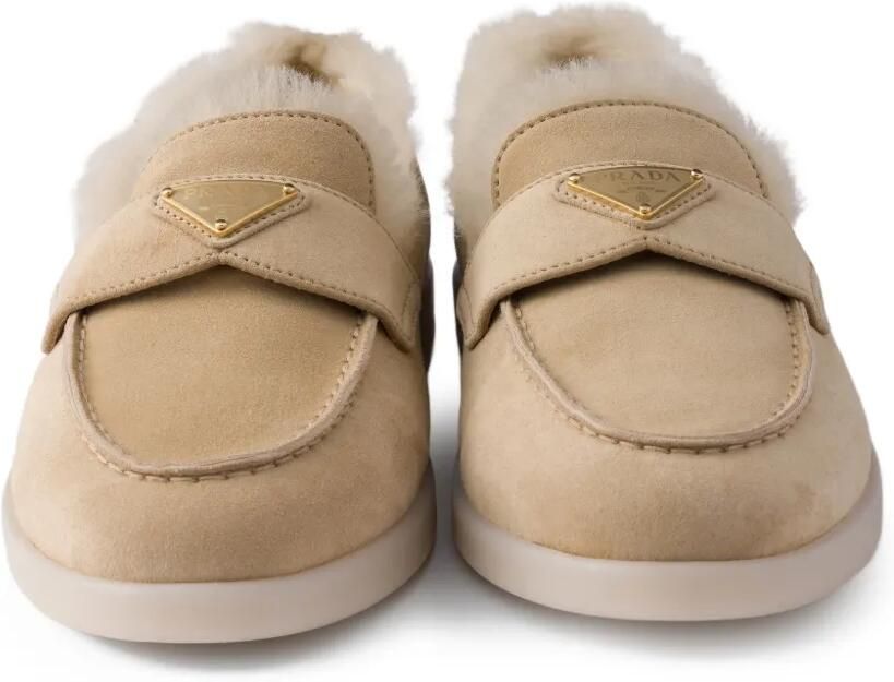 Prada Suède lammy muiltjes Beige - Foto 3