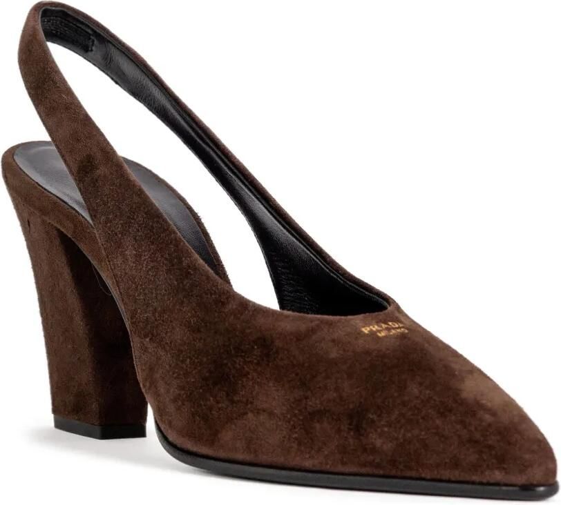 Prada Suède leren slingback pumps Bruin - Foto 2