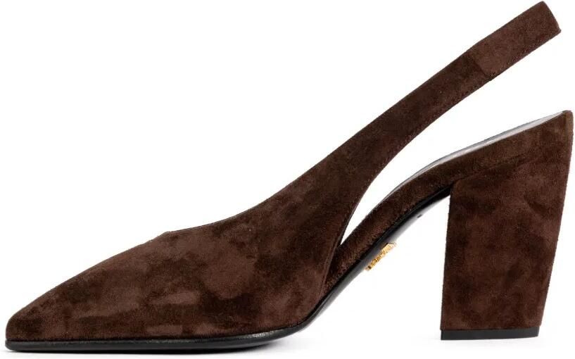 Prada Suède leren slingback pumps Bruin - Foto 3