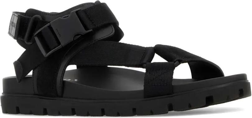 Prada Suède sandalen met logo-reliëf Zwart