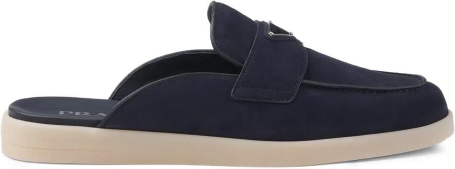Prada Suède slip-on slippers Blauw