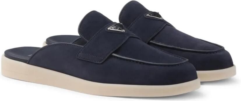 Prada Suède slip-on slippers Blauw - Foto 5