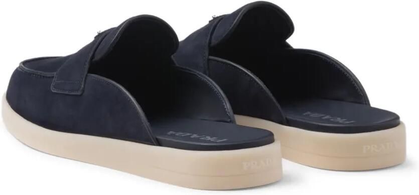 Prada Suède slip-on slippers Blauw - Foto 4