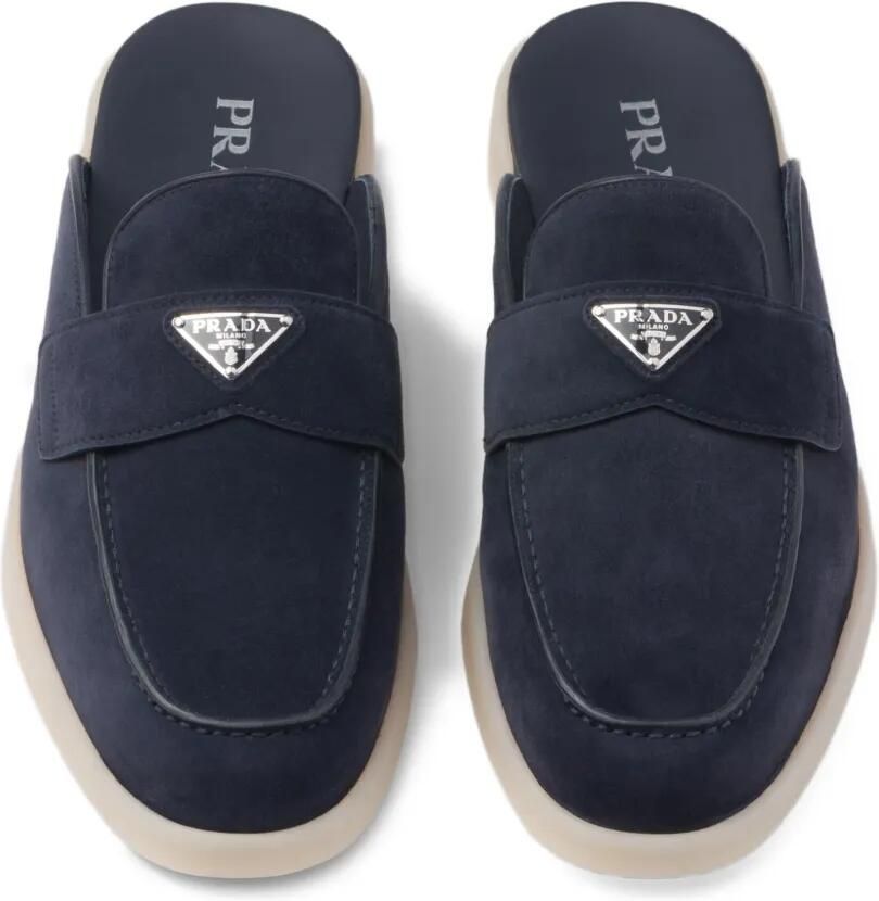 Prada Suède slip-on slippers Blauw - Foto 3