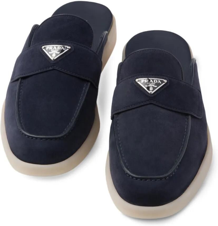Prada Suède slip-on slippers Blauw - Foto 2