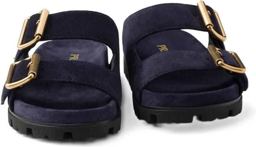 Prada Suède slippers met gesp Blauw - Foto 3