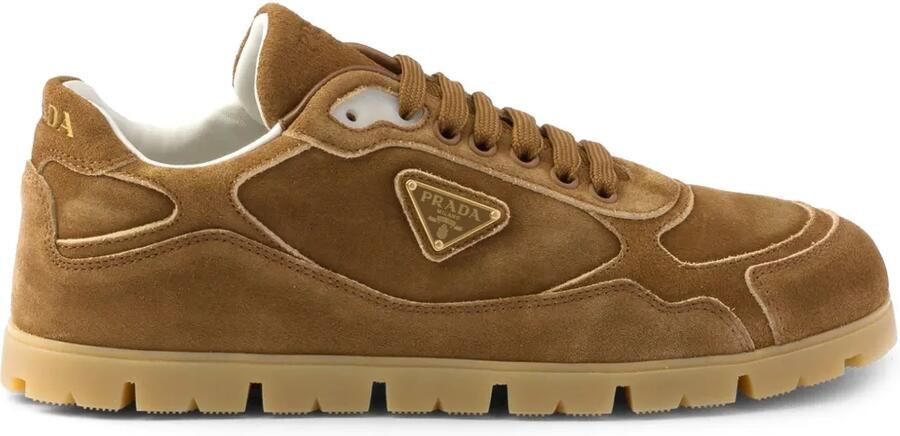 Prada Suède sneakers met vervaagd effect Bruin