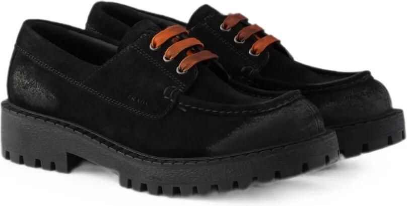 Prada Suède veterschoenen Zwart - Foto 5