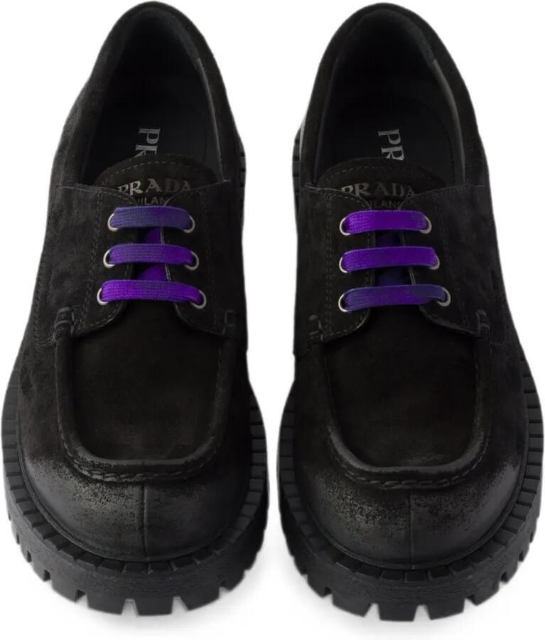 Prada Suède veterschoenen Zwart - Foto 2