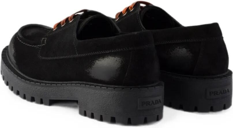 Prada Suède veterschoenen Zwart - Foto 4